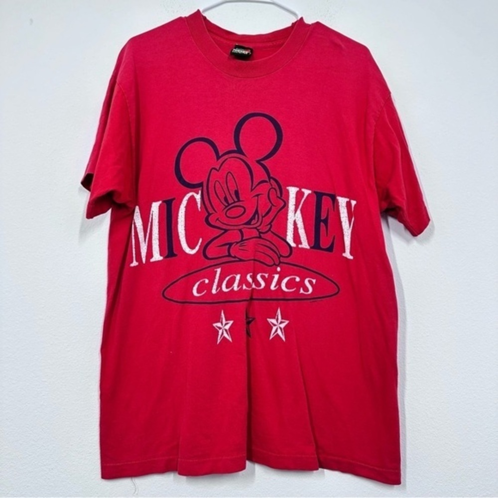 Vintage Single Stitch Mickey Mouse Red Graphic Tee Classic Disney Kidcore‎ Retro